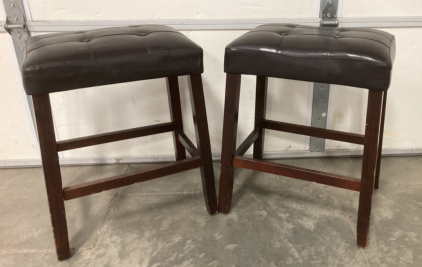 (2) Leather Like Bar Stools