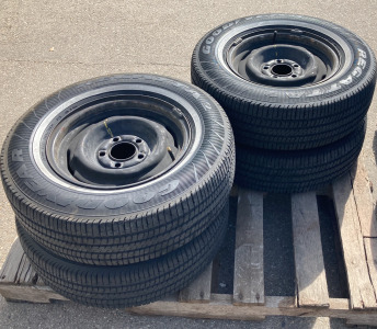 Set Of Goodyear Regatta 2 195/75R14 Tires On Steel Wheels - Came Off 1966 Mustang - 5 x 4.5" Bolt Pattern