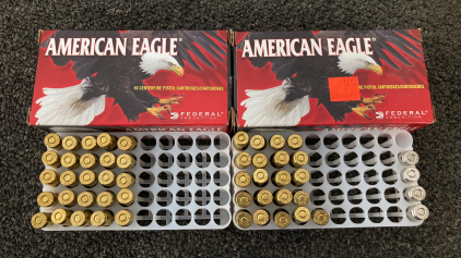 (46) Rnds. Federal American Eagle 9mm Luger Ammo (4) Rnds. Hornady 9mm Luger Ammo