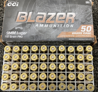 (50) Rnds. CCI Blazer 9mm Luger Ammo