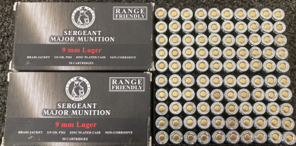 (100) Rnds. Sergeant Major Munition 9 mm Luger Ammo