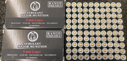 (100) Rnds. Sergeant Major Munition 9 mm Luger Ammo