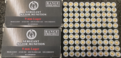 (100) Rnds. Sergeant Major Munition 9 mm Luger Ammo