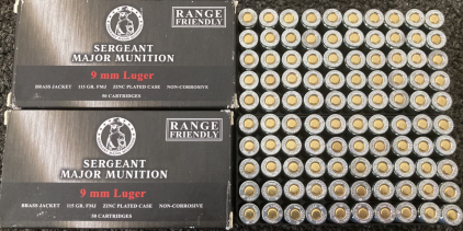 (100) Rnds. Sergeant Major Munition 9 mm Luger Ammo