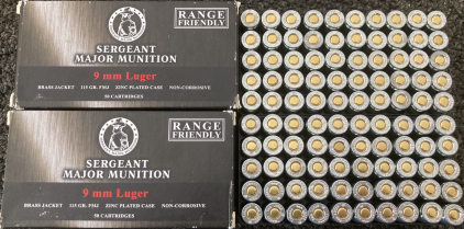 (100) Rnds. Sergeant Major Munition 9 mm Luger Ammo