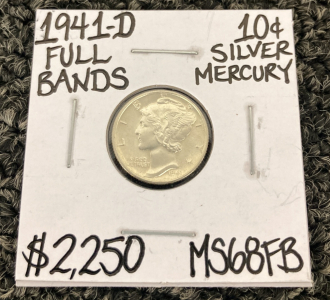 1941-D MS68FB Full Bands Mercury Dime