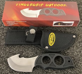 New! Fingergrip Guthook Knife With Sheath