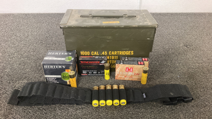 Ammo Can With (45) Rnds. 20 Ga Ammo And Ammo Belt