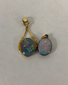 (2) Fire Opal Necklace Pendants