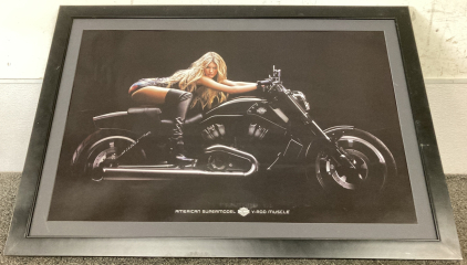 Harley Davidson American Supermodel V-Rod Muscle Poster- Framed