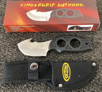 New In Box Fingergrip Guthook Knife And Sheath