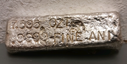 7.595 Ounce .999 Silver Bar - Stamped "Fine Ani"