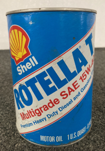 Vintage 1 Qt Can Shell Rotella T 15W- 40 Motor Oil - Unopened/Full