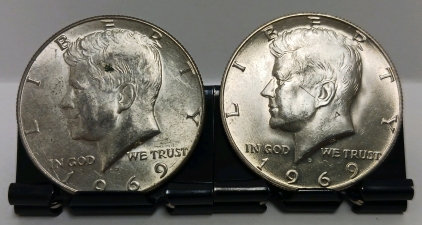 (2) 1969 Kennedy Half Dollars - Verified Authentic