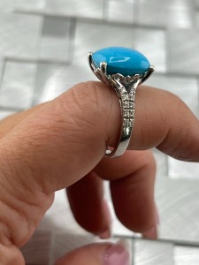 Sterling Turquoise & Diamond Ring