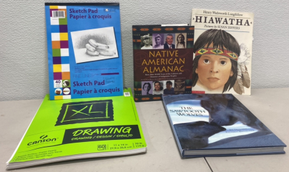 (2) Sketch Books, (1) Native American Almanac Book, and more!!
