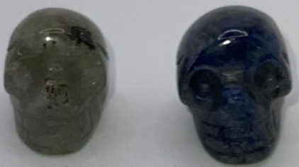 (1) Reiki Sodalite Crystal Skull 65.8ct, (1) Reiki Labradorite Crystal Skull 54.35ct