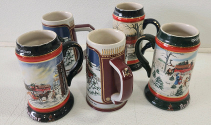 (5) Budweiser Beer Steins