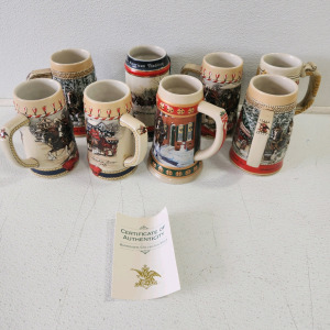 (8) Budweiser Beer Steins
