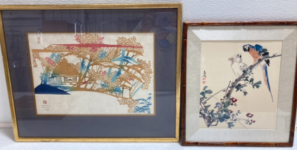 Framed Japanese Cockatoo Picture, Framed Japanese Woodblock Mikumo Print
