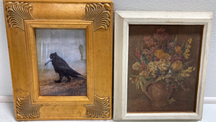 Framed Edith Andrews Painting, Framed Crow Character Print