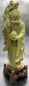 (1) Chinese Soapstone Carving Of Shoulao Late Qing Dynasty 10-1/2&rdquo; Tall