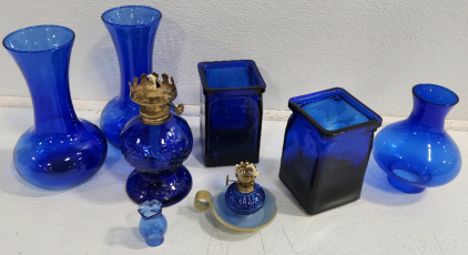 Blue Vases And Oil Lamps