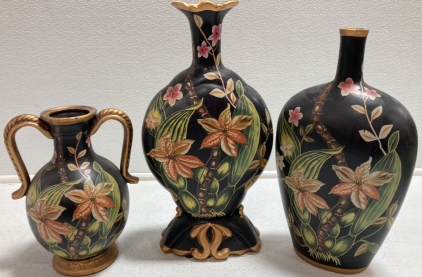 (3) Matching Decorative Vases