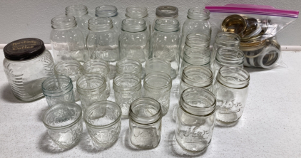 (28) Assorted Mason Jars W/ Lids