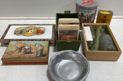 Vintage Items: Recipe Cards, Boxes, Bottles and Tins, Wilton Bowl