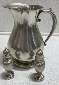 Pewter Pitcher w/ Salt and Pepper Shakers