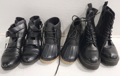 (3) Pairs Of Women's Black Boots