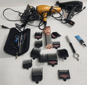 (2) Hair Dyers, (2) Curling Wands, Hair Clippers With Accessories