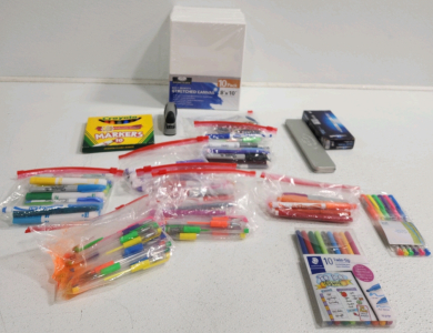10PK Canvasas, Mini Stapler, Markers, Pens, Colored Pencils