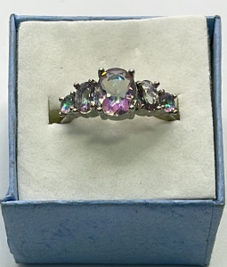 (1) Silver Mystic Rainbow Topaz Ladies Ring .925 Size 9