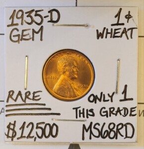 1935-D MS68RD Rare Gem Wheat Copper Penny