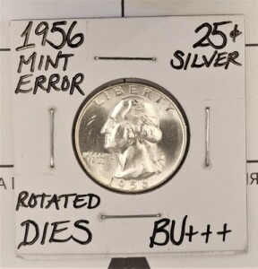1956 BU+++ Mint Error Silver Quarter