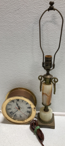 Vintage Agate Lamp, Vintage Captains Clock