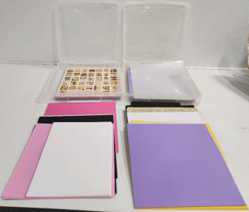 (2) Plastic Cases Full Of Scrapbook Paper