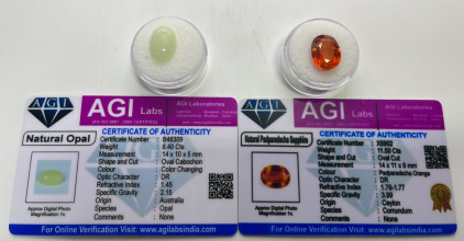 (1) 11.50ct Natural Padparadscha Sapphire, (1) 6.40ct Natural Opal. Both With C.O.A.