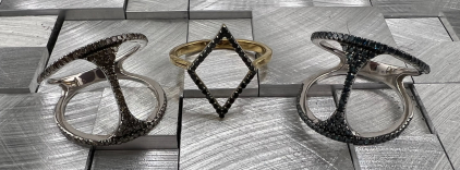 (3) Sterling, Fancy Diamond Rings