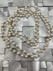 62" Pearl & Sterling Station Opera Length Necklace