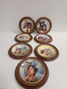(7) Framed Native American Plates