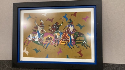 Framed “Navajo Riders Come Charging” Proof