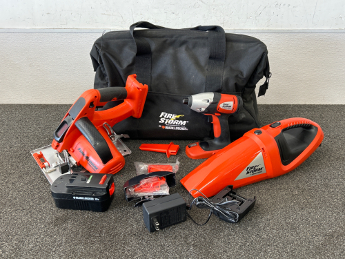 Black and Decker Fire Storm Wireless Tool Set. Charger and Battery Works