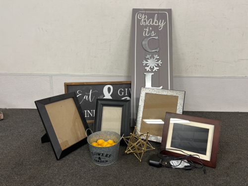 Home Decor Includes: Picture Frames, Wall Decor, and Table Decor