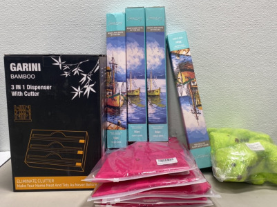 (3) Garini Bamboo 3 IN 1 Dispensers With Cutters, (4) Size M Bright Pink Button Up Shirts, and more!!