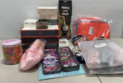 (1) LOL Suprise Hair Set, (3) Packs of 6 Matte Colored Neutral Shaded Claw Clip Hair Clips, (2) Acrylic Powder Kits, and more