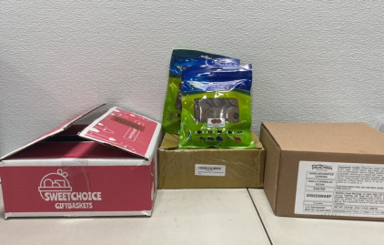 (1) Box of Sweet Choice Gift Baskets &ldquo;Valentines Day Cookies Gift&rdquo;, (2) Boxes With 2 Packs (4) of Pet Safe Rawhide Treat Refill Rings PB Flavored, (1) Box of Easter Deco Cookies Decorated Cookies