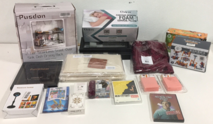 (1) 9-Watch Leather Case (116) Lego Robot Building Kit (2) Pimple Picker Gag Games (1) Sunset Lamp (1) Pusdon 2-Tier Stainless Steel Over Sink Dish Dryer Rack and More!!
